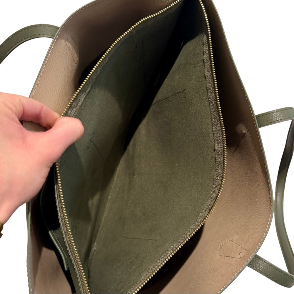 Quince Italian Leather Triple Compartment Shopper Tote | Olive Green - Picture 13 of 16